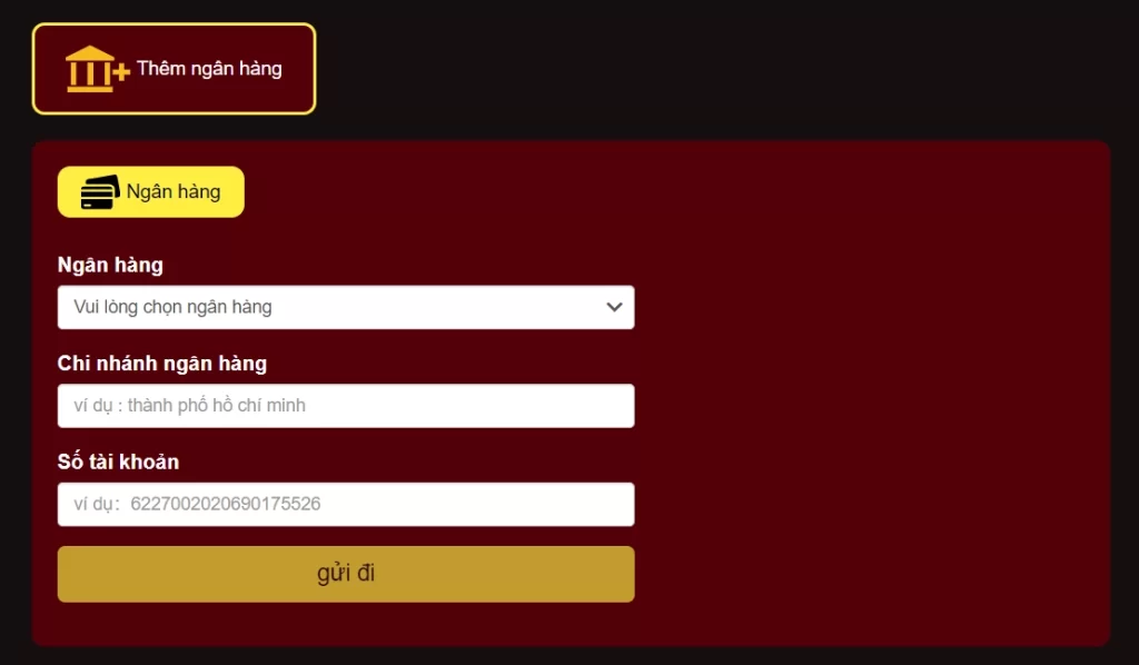 Thêm tài khoản ngân hàng của bạn